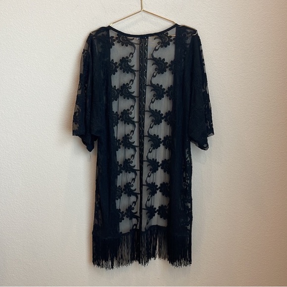 Dex Sheer Fringe Lace Kimono Size Large - Picture 8 of 8